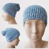 beanie van katoen maat 50 52 in blauw en crème