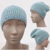 beanie van katoen maat 50 52 om licht turquoise en crème