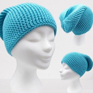 beanie van katoen maat 54-56 in turquoise